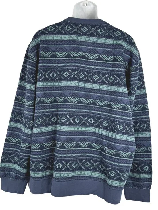 L.L. Bean Sweatshirt Mens 2XL Blue Aztec Southwestern Crewneck NWT TP-3860 - Picture 5 of 11